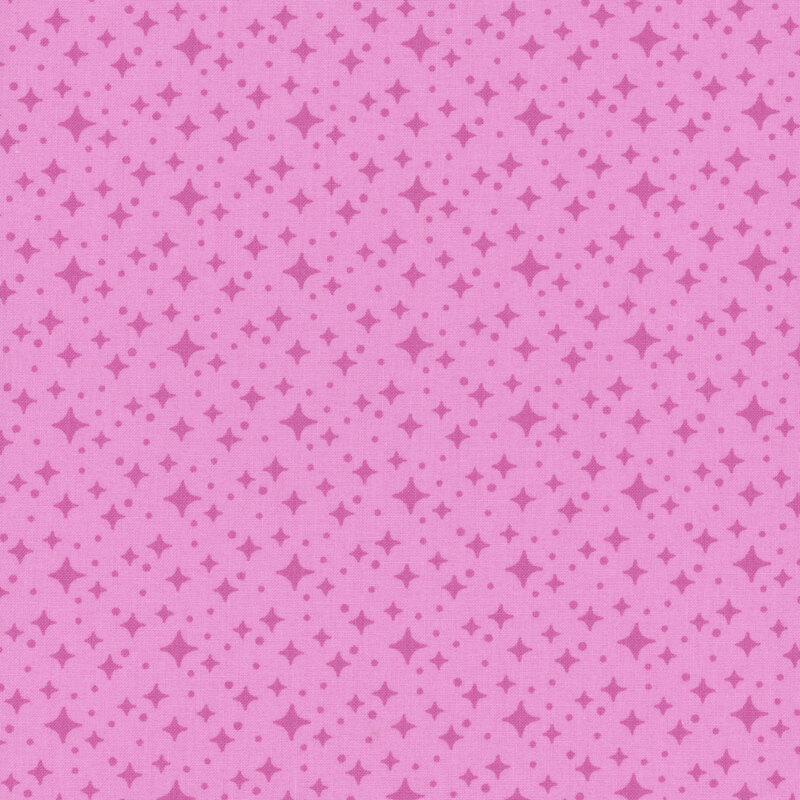 Orchid pink fabric with magenta diamond shaped stars