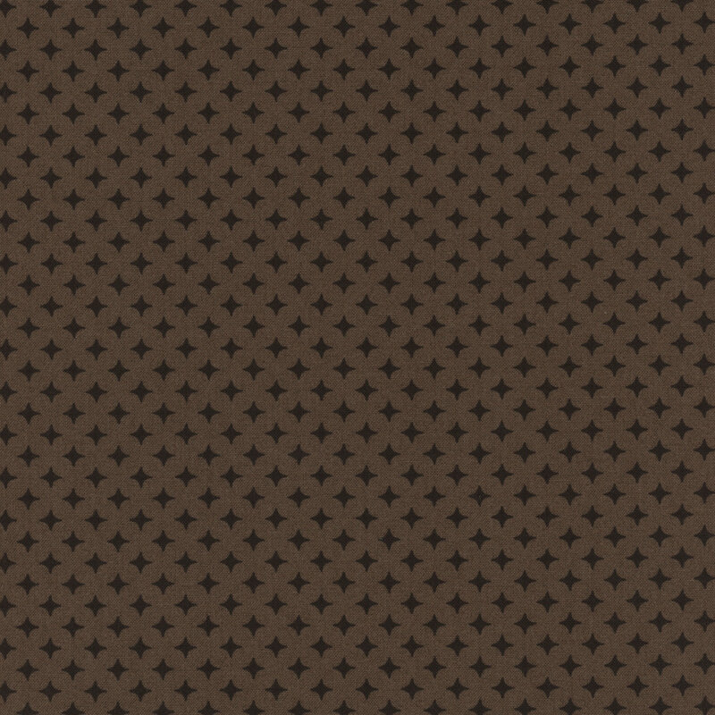 Cocoa fabric with a geometric pattern of carob brown diamonds 