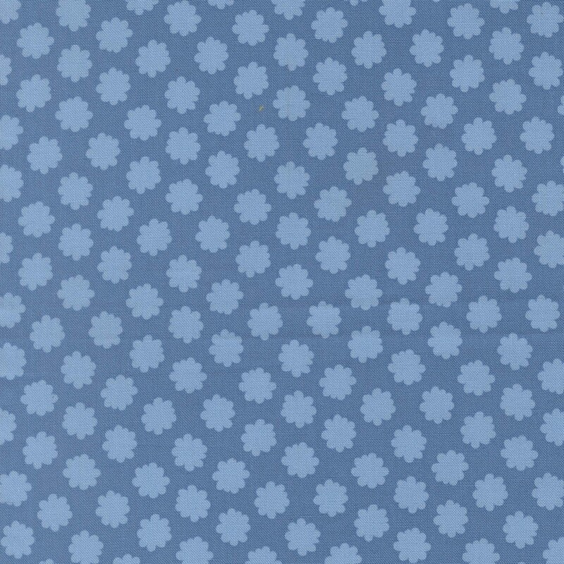 Azure fabric with sky blue floral polka dots