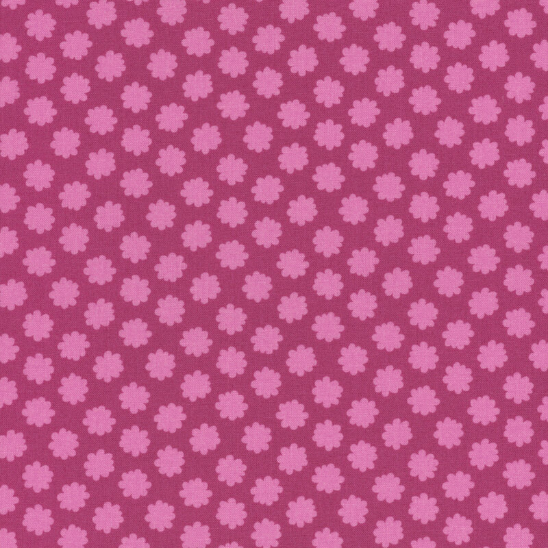 Magenta fabric with bubblegum pink floral polka dots