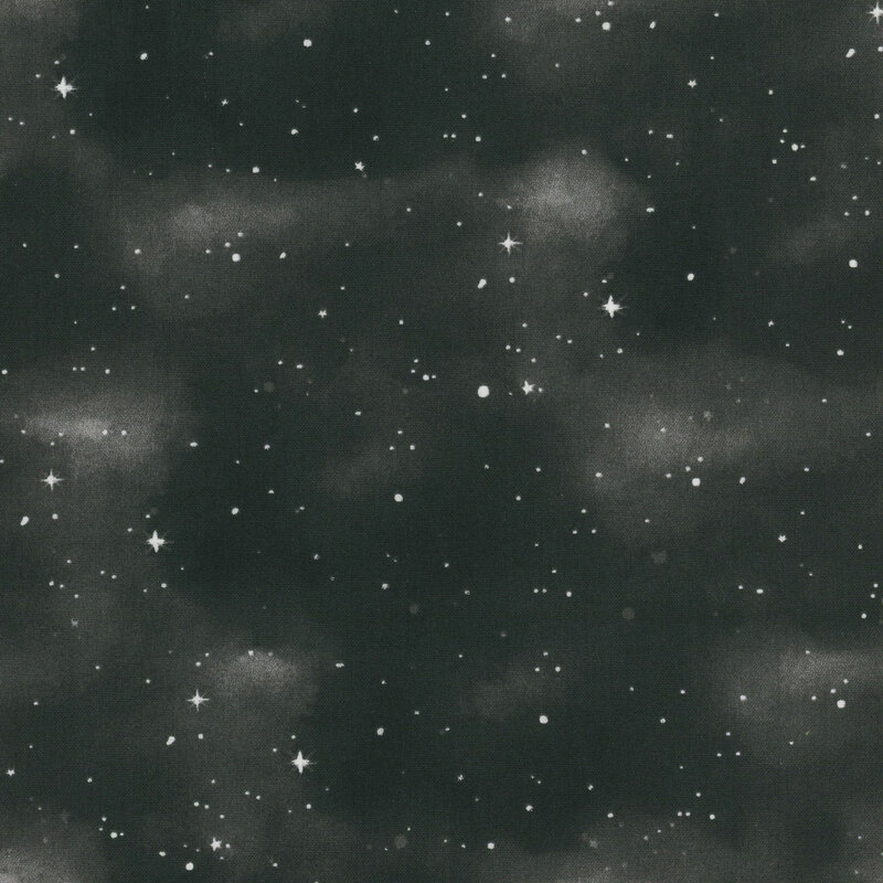 Mottled black fabric with scattered stars.