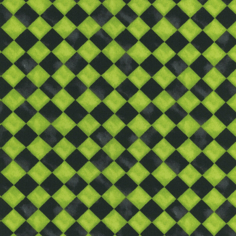 Green and black diagonal checkered fabric.