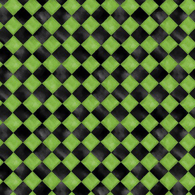 Green and black diagonal checkered fabric.