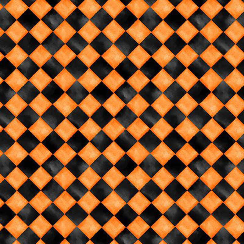 Orange and black diagonal checkered fabric.