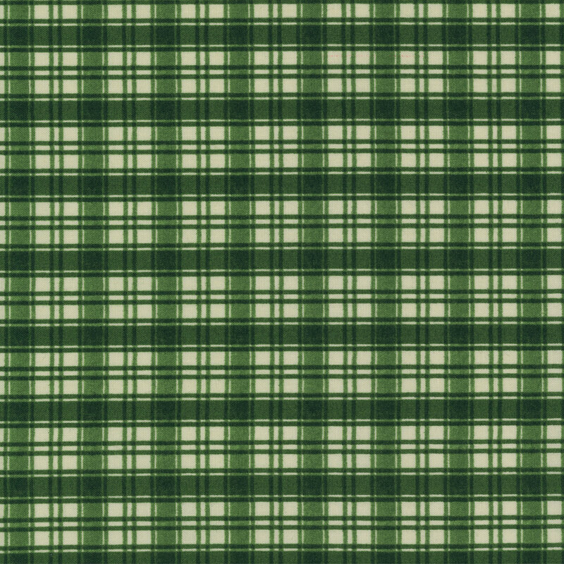Green and cream plaid fabric.