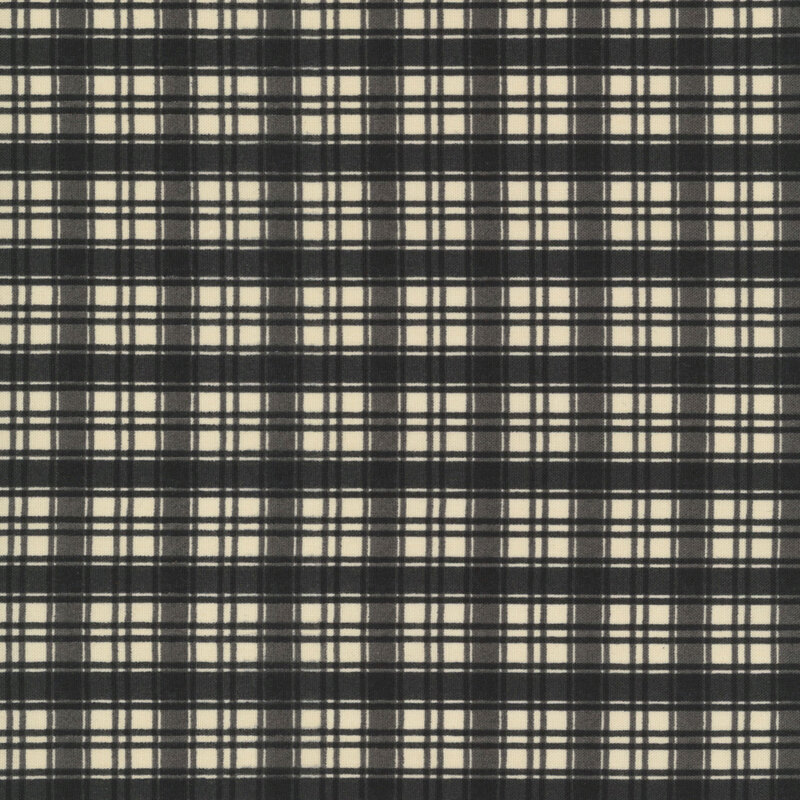 Black and cream plaid fabric.