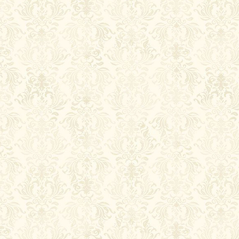 Cream fabric with a tonal damask design.