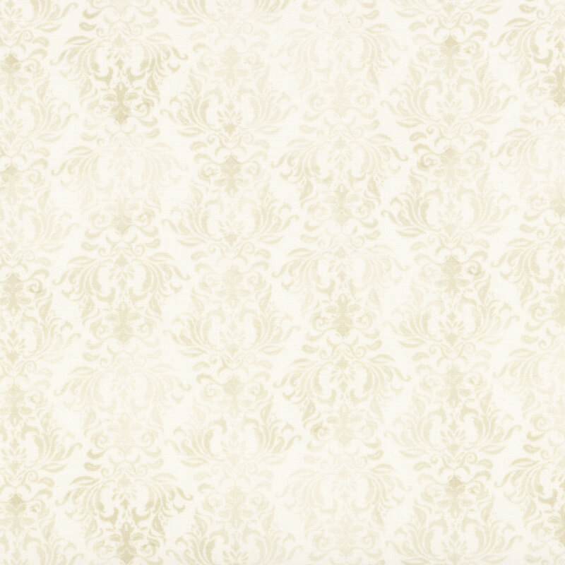 Cream fabric with a tonal damask design.