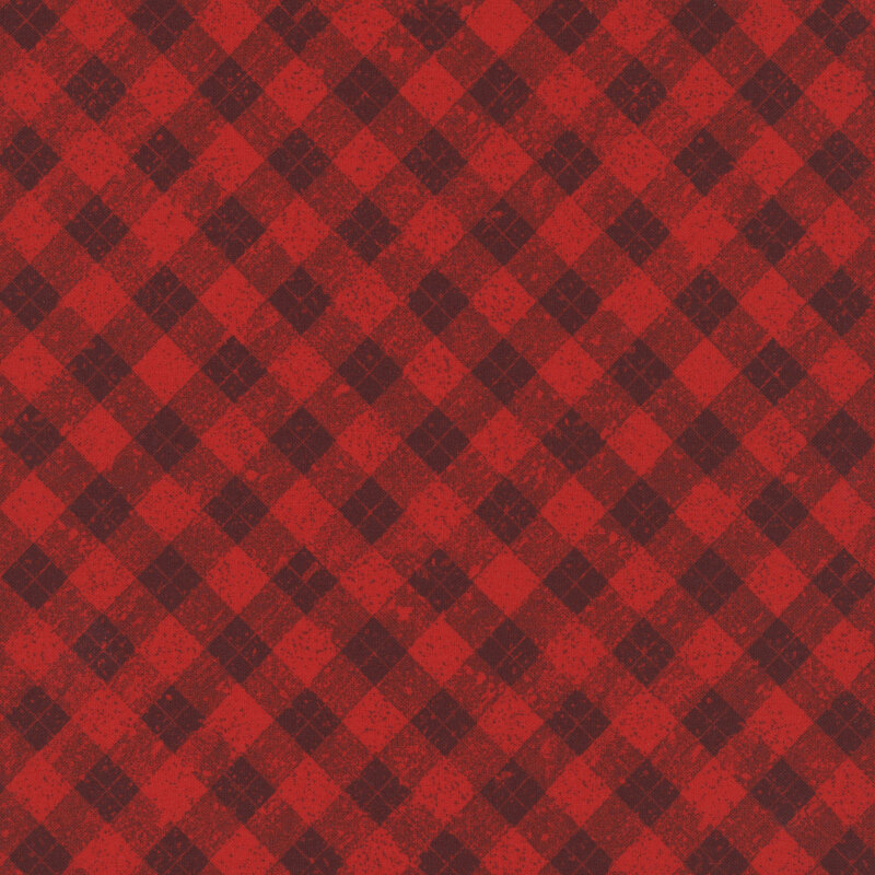 Tonal red diagonal gingham.