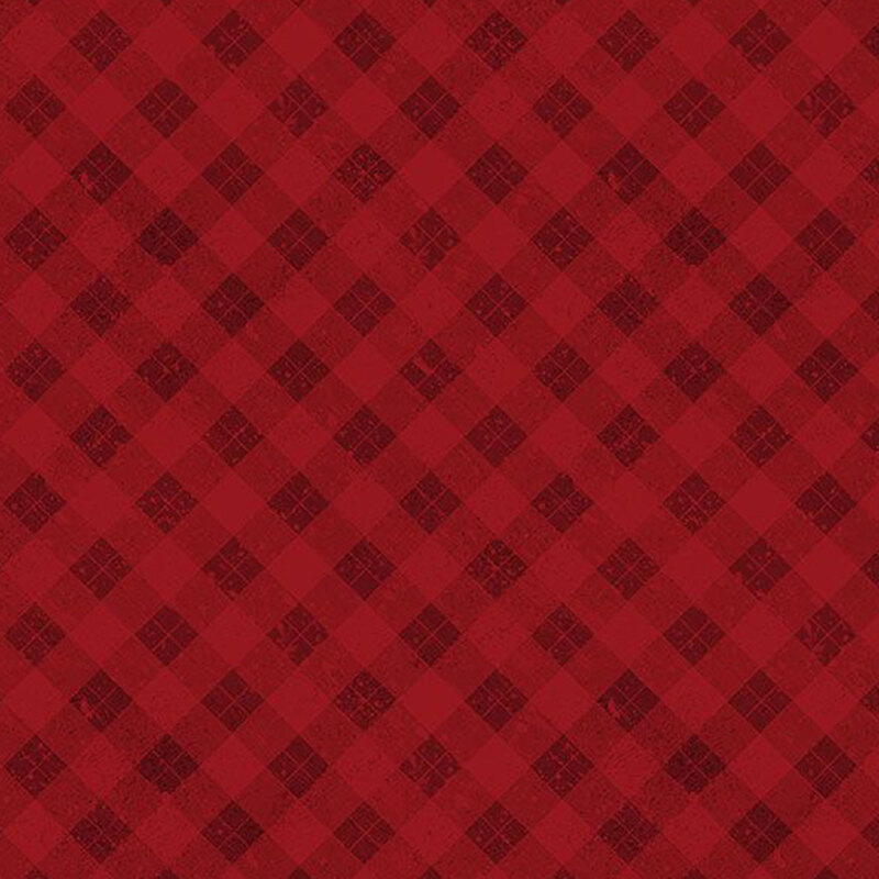 Tonal red diagonal gingham.