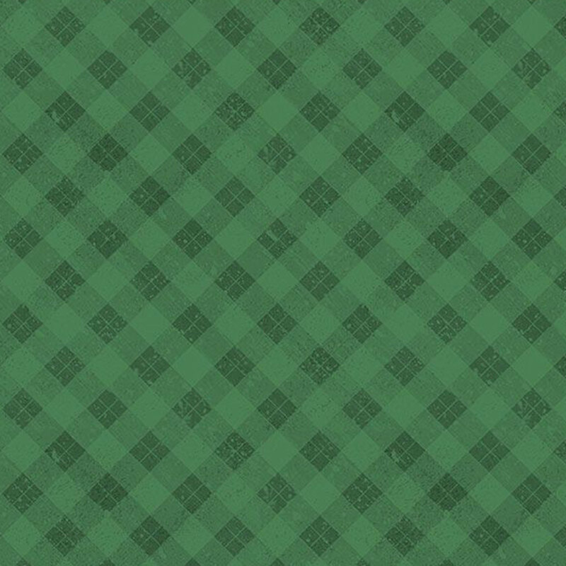 Tonal green diagonal gingham.