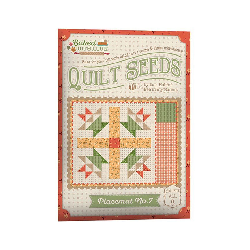 The front of the Quilt Seeds Placemat No. 7 featuring patchwork decorative baskets.