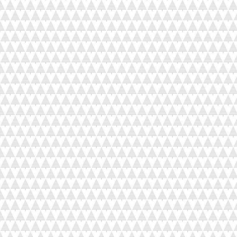 White-on-white fabric with rows of trees defined by geometric lines.