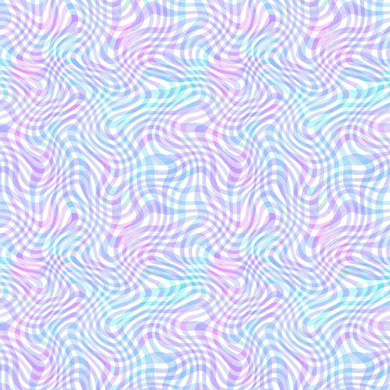 Mesmerizing wavy lines of bright aqua, pink, and purple.