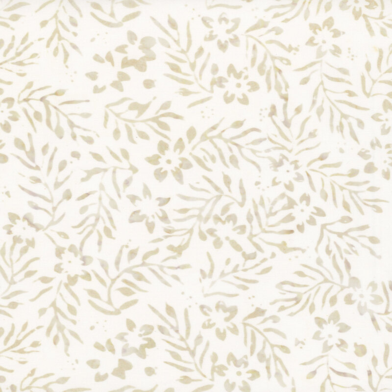 Dove gray fabric with stone gray leafy vines and flowers