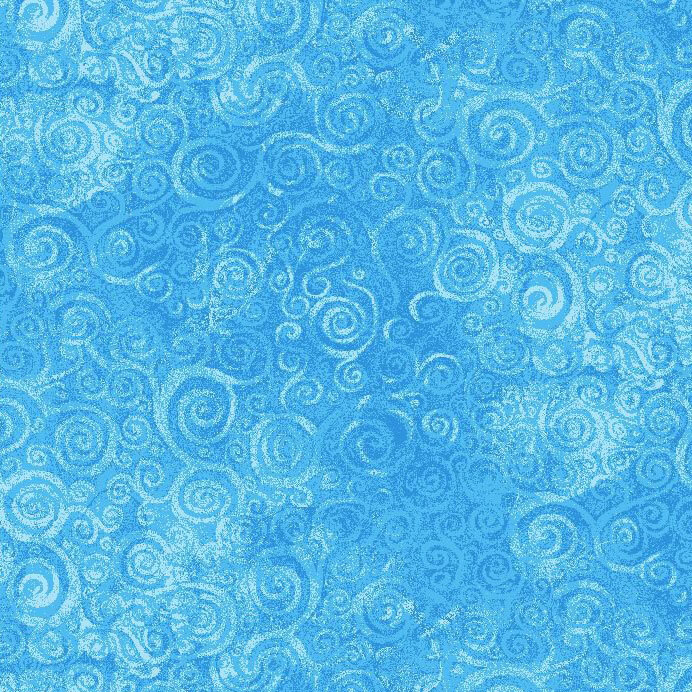 A textured blue fabric swirls. 