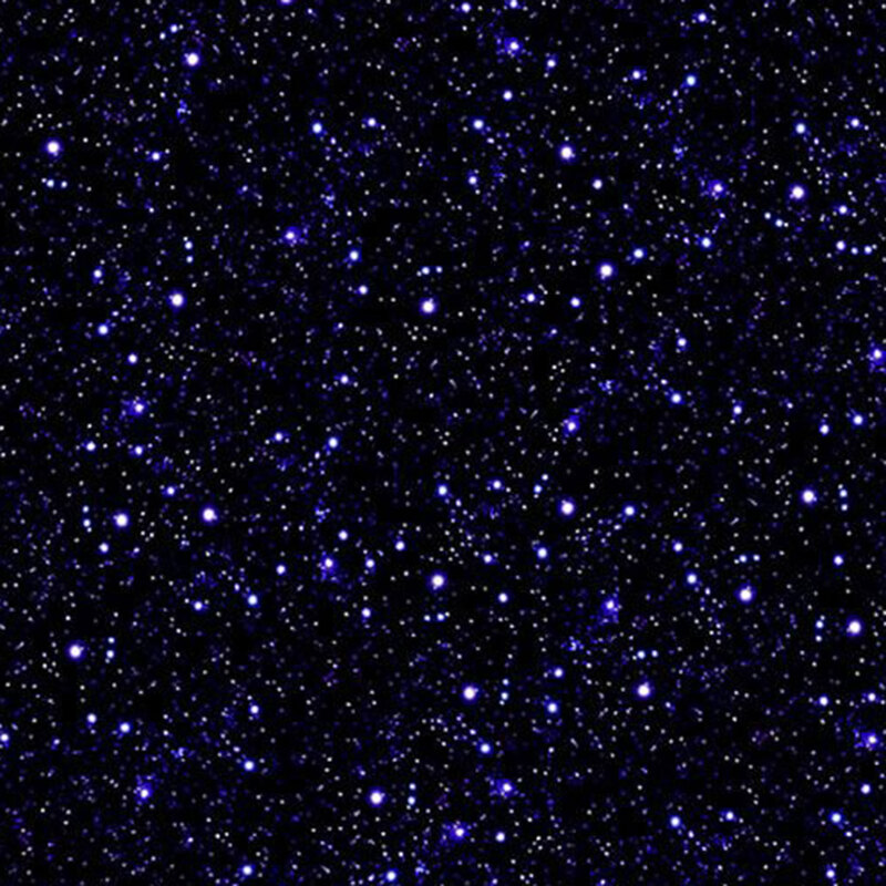 Mottled dark blue fabric with a night sky dotted with stars.