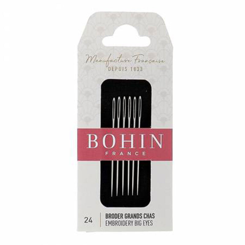 Bohin Chenille Embroidery Big Eye Needles in their decorative French packaging, isolated on a white background.