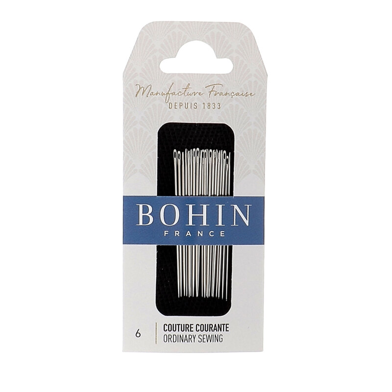 Bohin Ordinary Sewing Needles in their decorative French packaging, isolated on a white background.