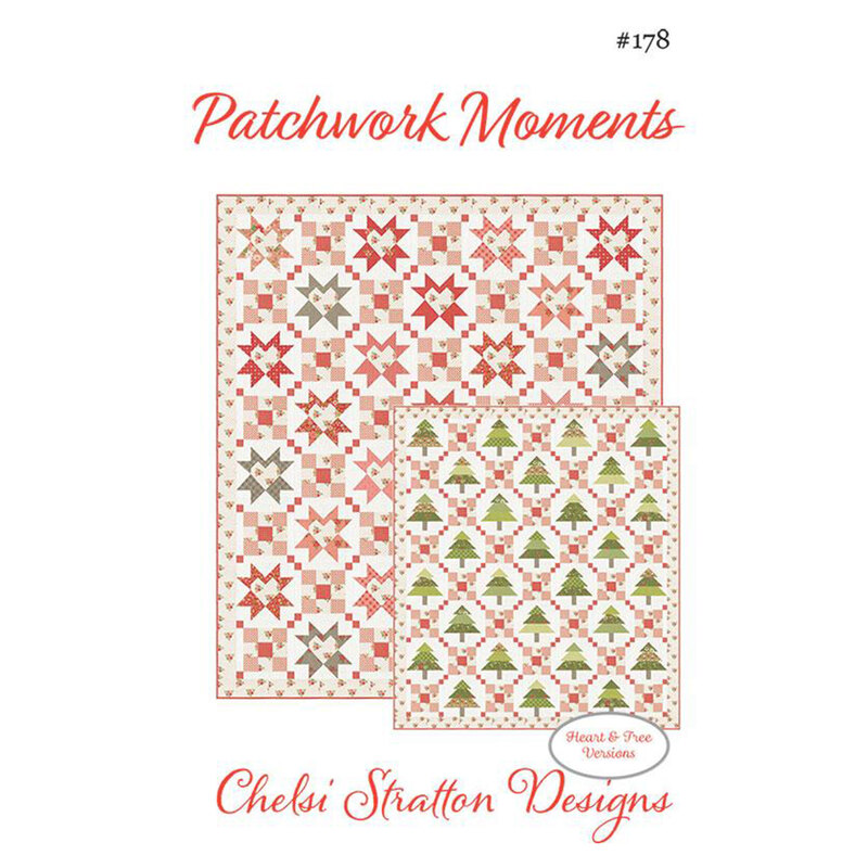 The front cover of the Patchwork Moments quilt pattern, featuring a digital image of the finished quilt on a white background.