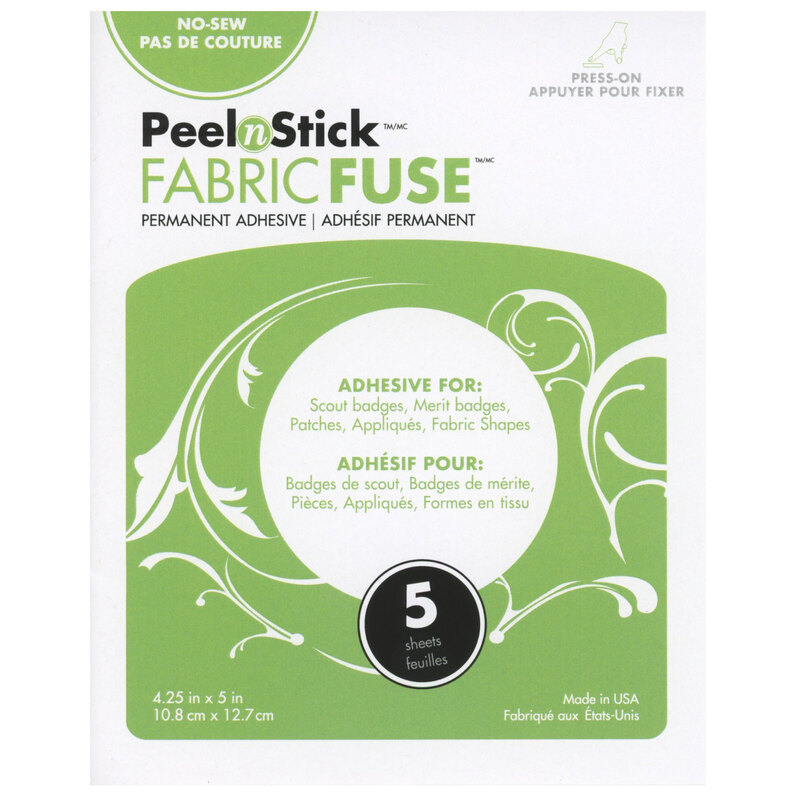A package of the peel-n-stick fabric fuse in its packaging, isolated on a white background.