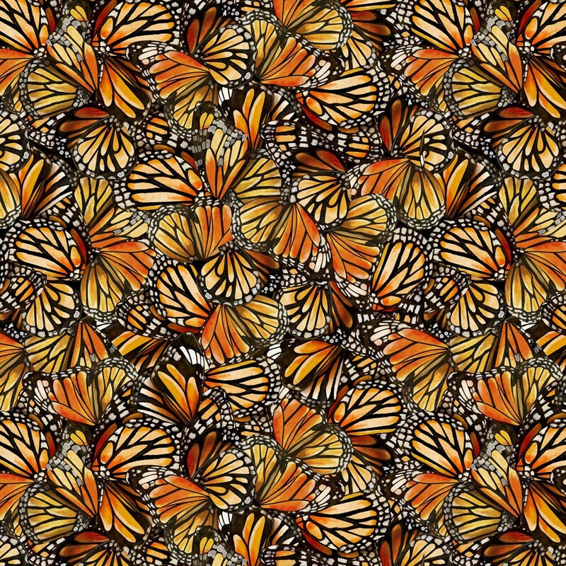 Abstract pattern of densely packed monarch butterfly wings