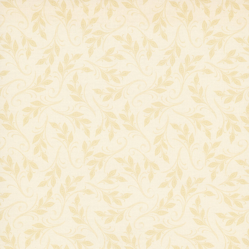 Cream fabric with swirling, tonal leafy vines 