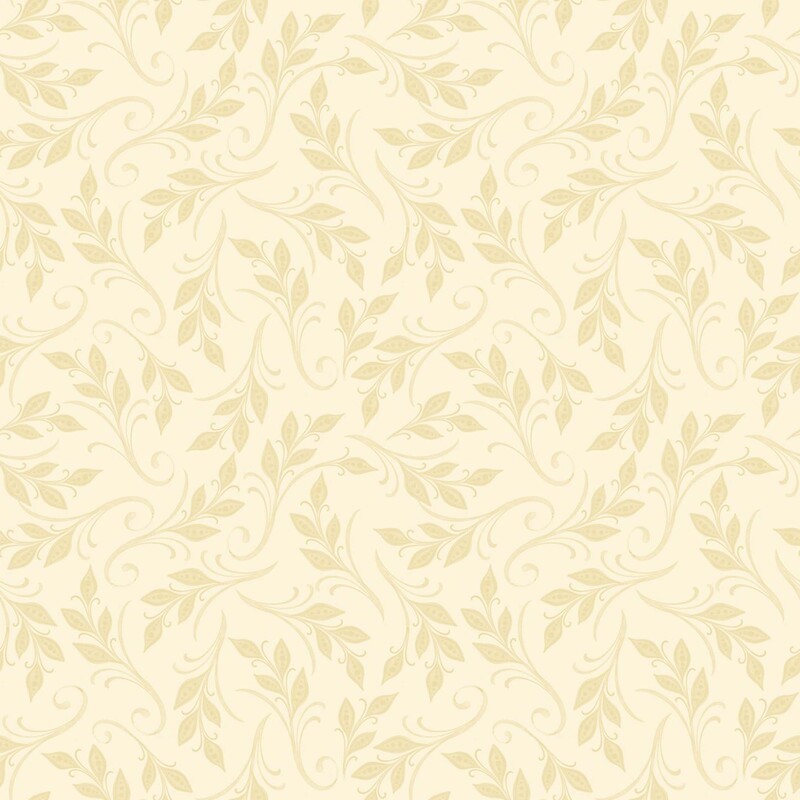 Cream fabric with swirling, tonal leafy vines