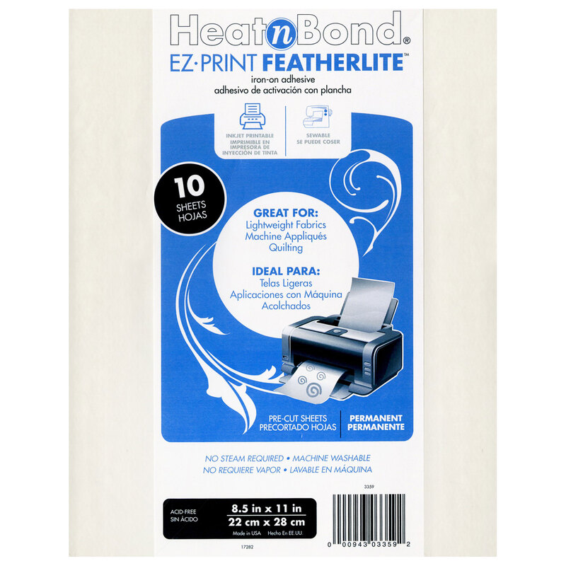 The front of the Heat N Bond EZ Print Featherlite iron-on adhesive.