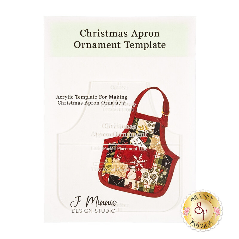 Acrylic template for making Christmas apron ornaments in its packaging.