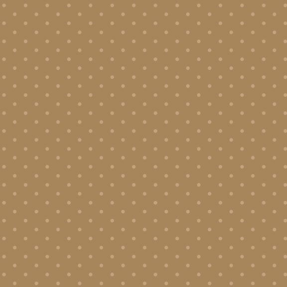 Brown fabric with a tonal polka dot pattern.