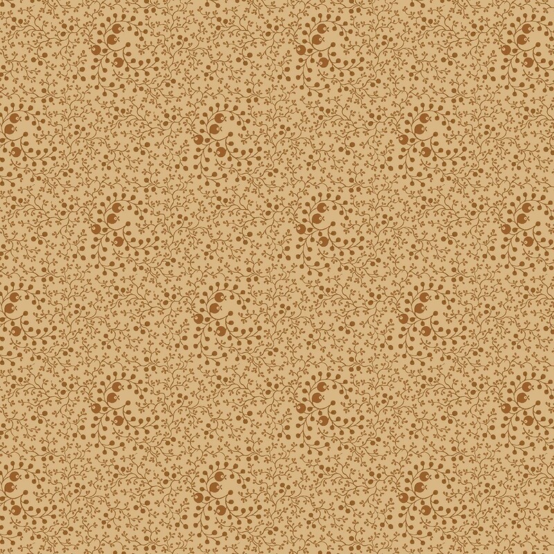Sand tan fabric with a pattern of chestnut brown vines
