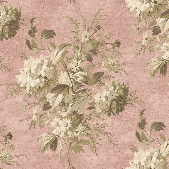 Dark pink fabric with a textured background adorned with delicate floral bouquets.