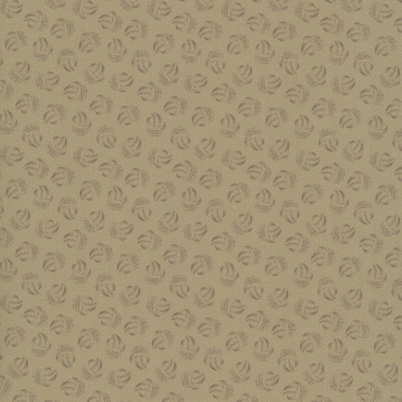 Brown fabric with a pattern of abstract tonal motifs.