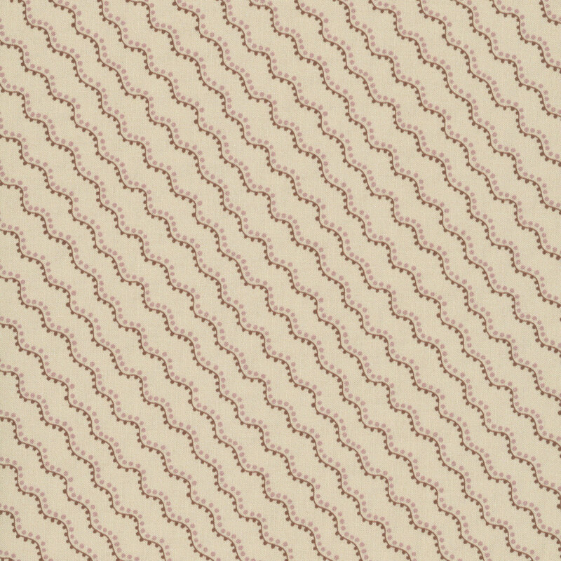 Latte tan fabric with a pattern of stylized diagonal waving stripes.