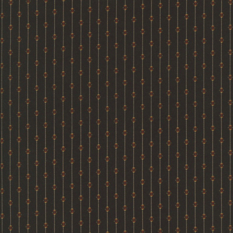 Black fabric with dotted lines and geometric primitive designs