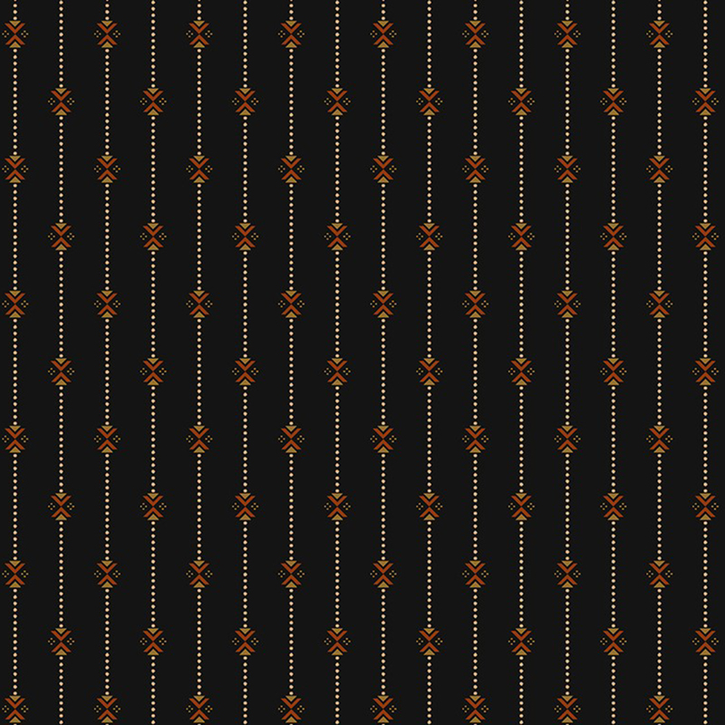 Black fabric with dotted lines and geometric primitive designs