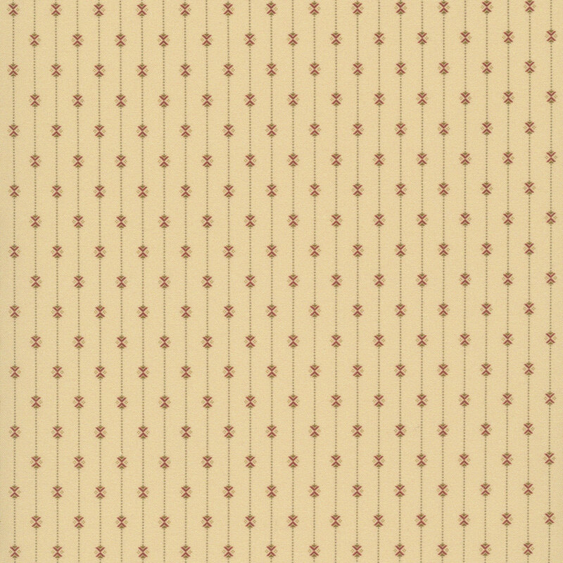 Cream beige fabric with dotted lines and geometric primitive designs