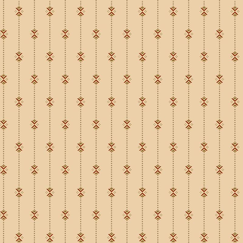 Cream beige fabric with dotted lines and geometric primitive designs