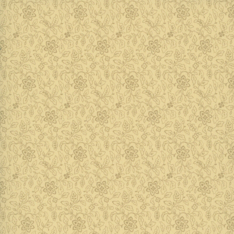 Cream beige fabric with tan floral outlines