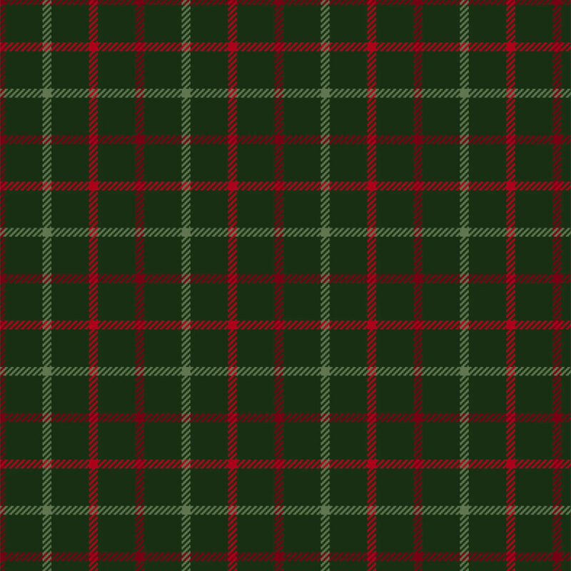 Green fabric with a plaid pattern blending shades of red and green.