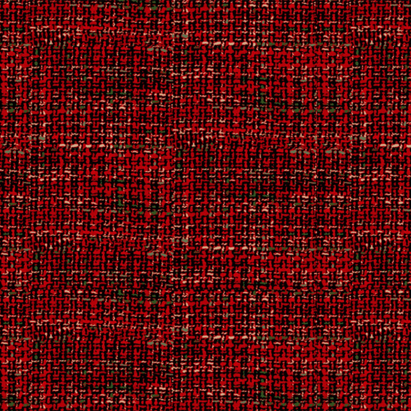 Red fabric with a woven-texture pattern accented with black and cream details.