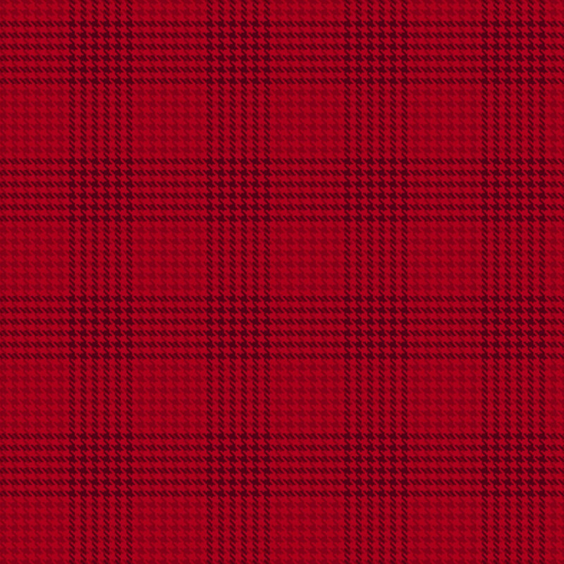 Red fabric with a tonal gingham pattern enhanced by a subtle houndstooth design.