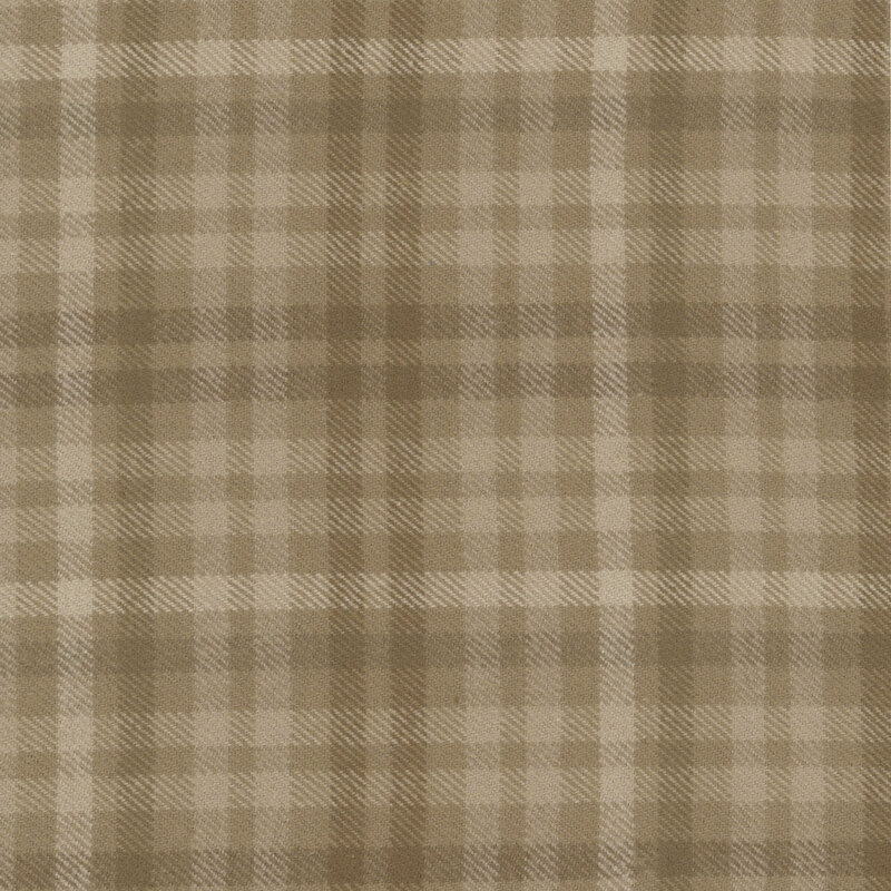 brown fabric with taupe and cocoa brown check plaid