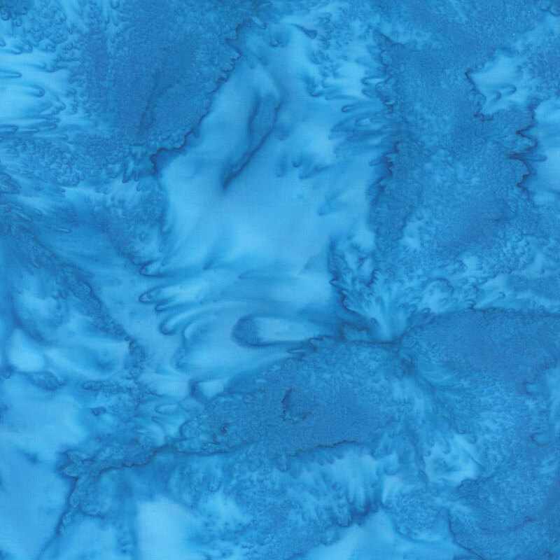 Mottled vibrant aqua batik fabric
