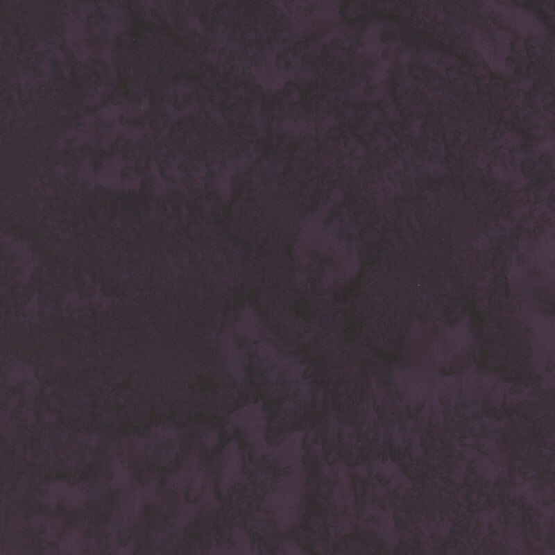 Mottled very dark purple tonal batik fabric