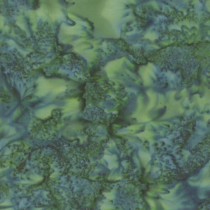 Mottled blue green batik fabric