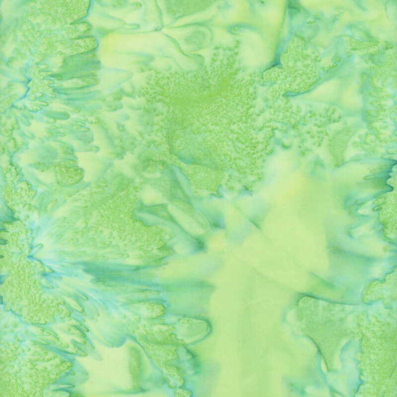 Mottled light green tonal batik fabric
