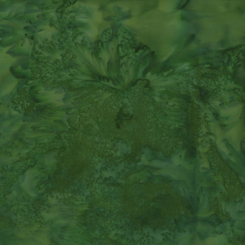 Mottled and tonal green watercolor batik.