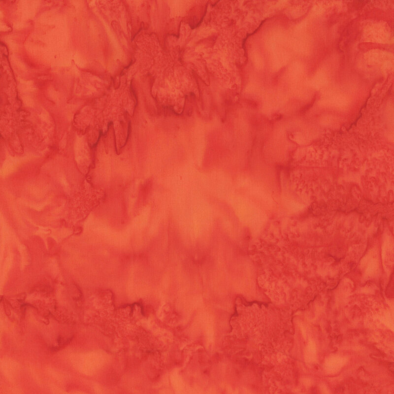 Mottled and tonal vermilion watercolor batik.